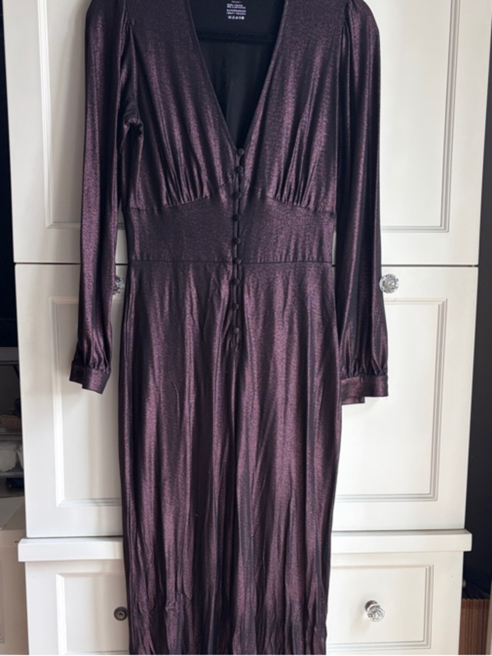Long Sleeve jumpsuit in shimmery Deep Plum